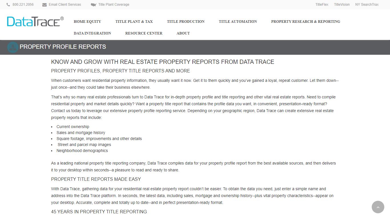 Property Profile Reports - DataTrace Title